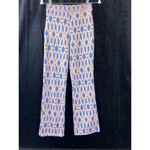 Zara Womens High Rise Blue Pink Checkered Bootcut Stretch Knit Pants Size Small